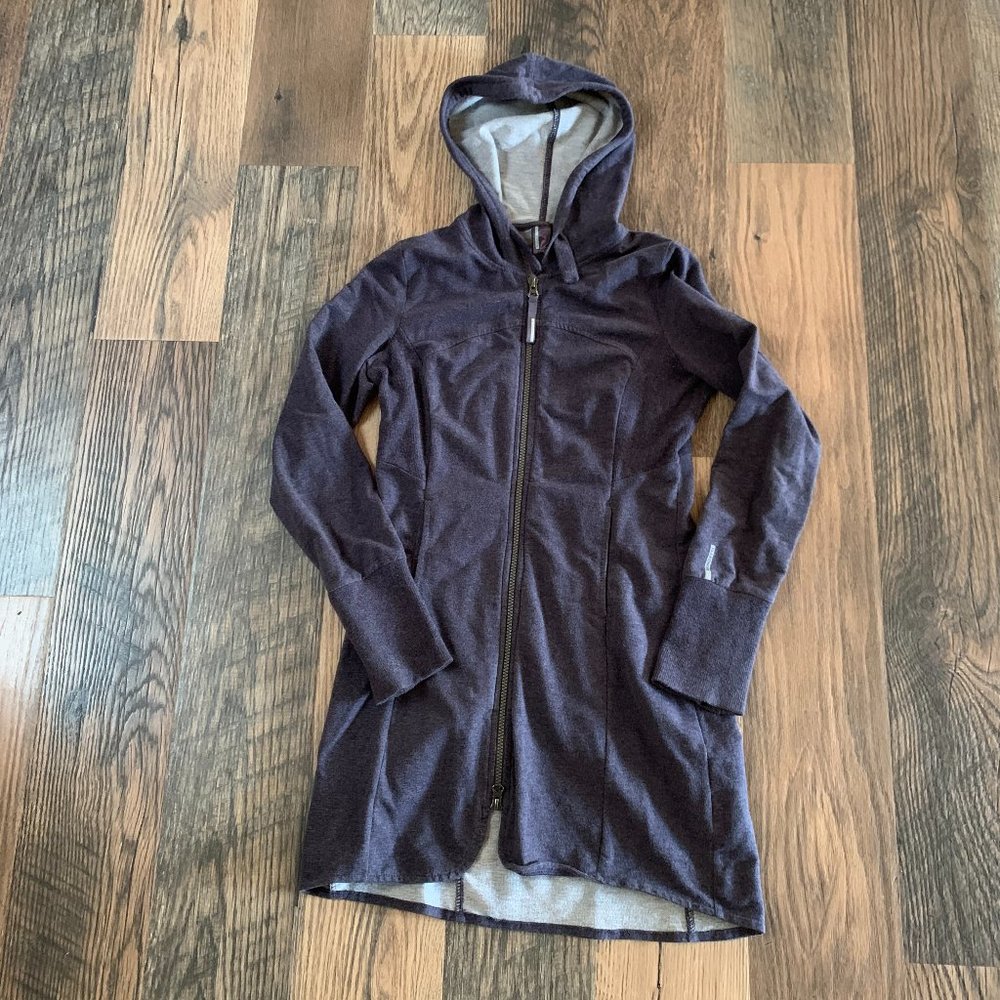 Mondetta Ladies size Small Blue-Gray Hooded Thigh Length Jacket